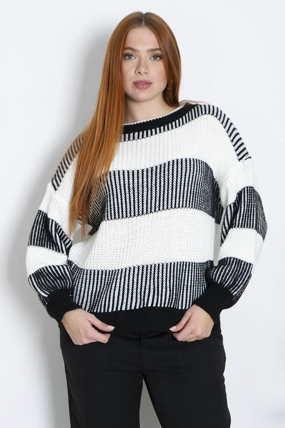 Maglione Oversize a Strisce Pullover a Maglia Art.El1988