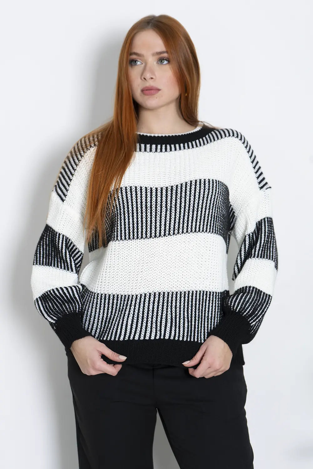 Maglione Oversize a Strisce Pullover a Maglia Art.El1988