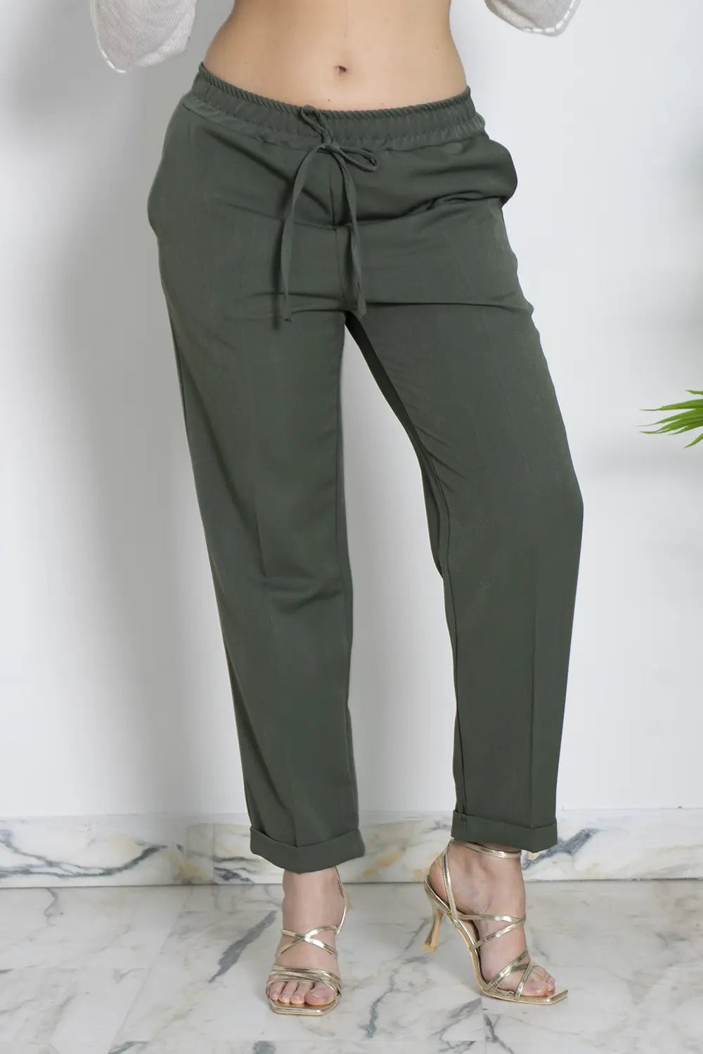 Pantalone Donna Con Coullisse In Vita Gamba Larga Art.Giada