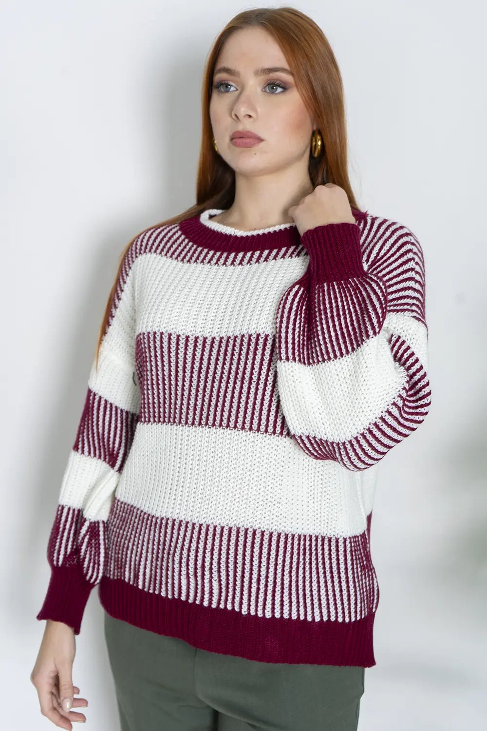 Maglione Oversize a Strisce Pullover a Maglia Art.El1988