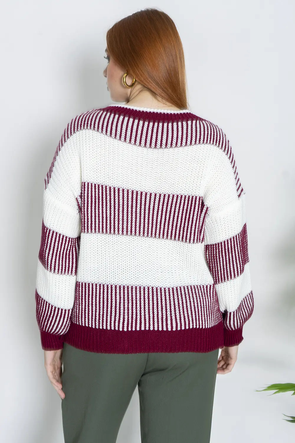 Maglione Oversize a Strisce Pullover a Maglia Art.El1988