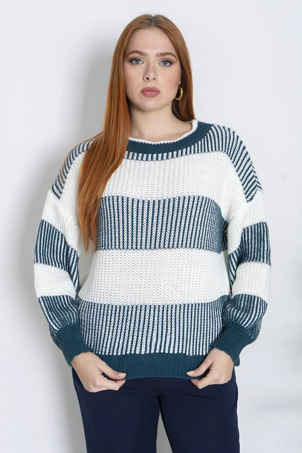 Maglione Oversize a Strisce Pullover a Maglia Art.El1988