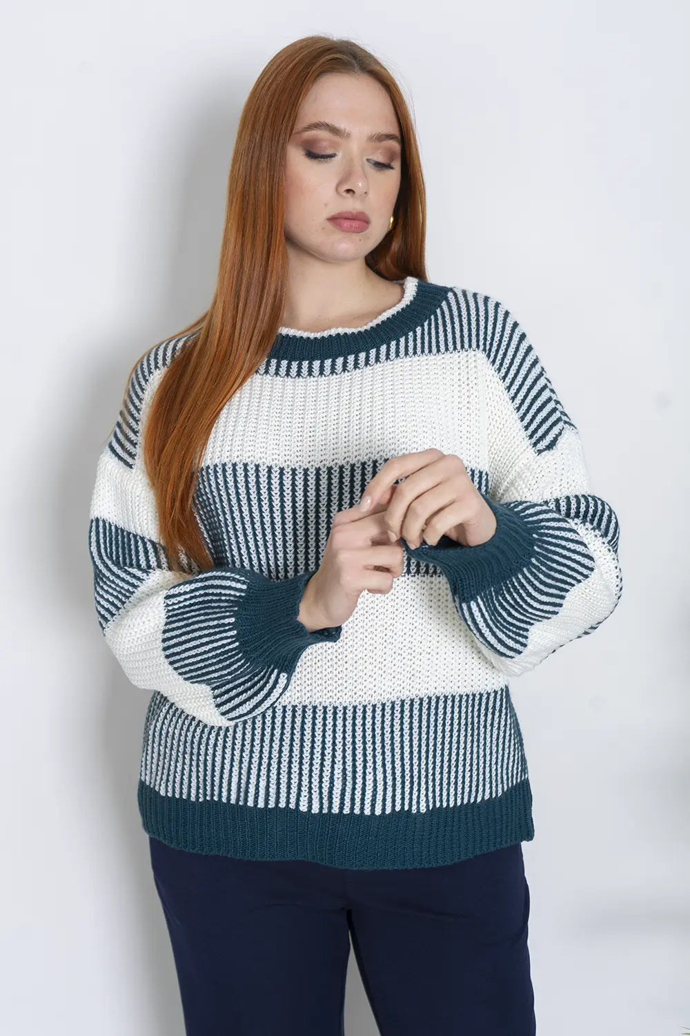 Maglione Oversize a Strisce Pullover a Maglia Art.El1988